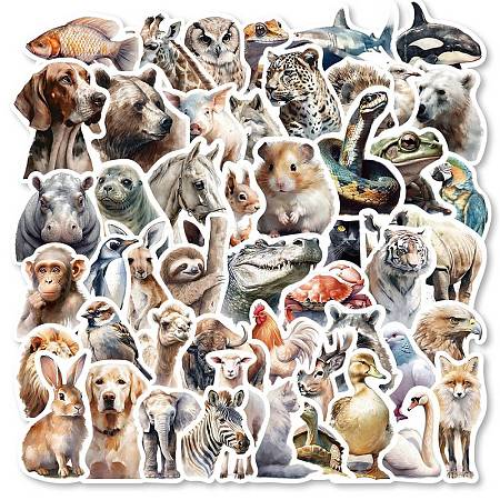 50Pcs Animal PVC Self-Adhesive Cartoon Stickers STIC-B001-04-1
