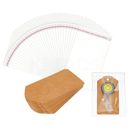 100Pcs Kraft Paper Jewelry Badge Display Cards OPC-NB0001-04A-1