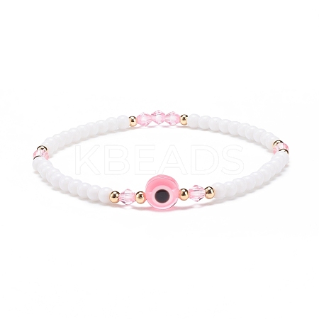 Resin Evil Eye & Acrylic Beaded Stretch Bracelet for Women BJEW-JB08609-01-1