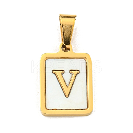 PVD Vacuum Plating 304 Stainless Steel Pave Natural White Shell Pendants STAS-S130-03G-V-1