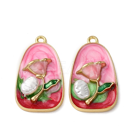 Alloy Enamel Flower Pendants ENAM-B028-41KCG-05-1