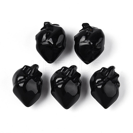 Natural Obsidian Heart Beads G-T144-04D-1