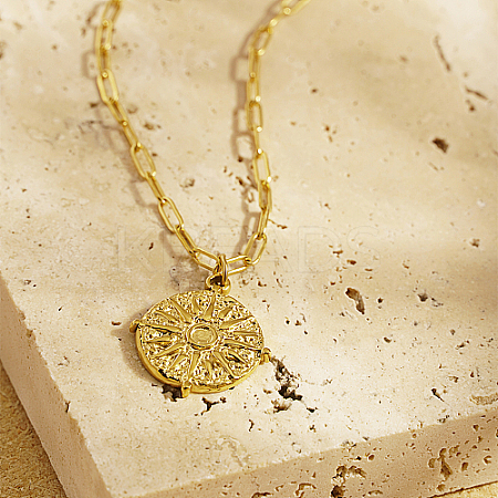 304 Stainless Steel Sun Pendant Necklaces YN2147-1-1