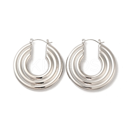 Non-Tarnish 304 Stainless Steel Donut Thick Hoop Earrings EJEW-Z022-05P-1