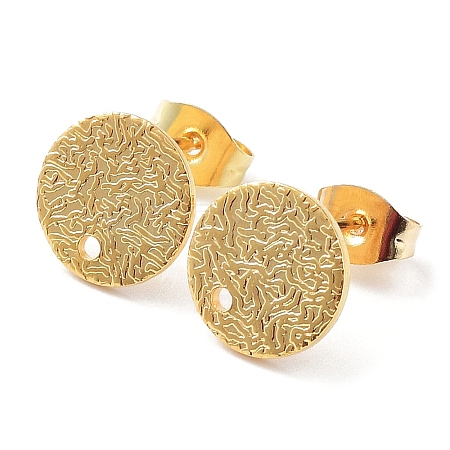 201 Stainless Steel Flat Round Stud Earring Findings X-STAS-K259-18C-G-1