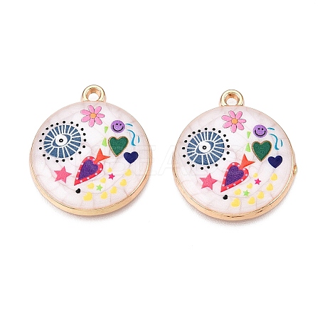 Printed Rack Plating Alloy Enamel Pendants ENAM-T020-02A-1