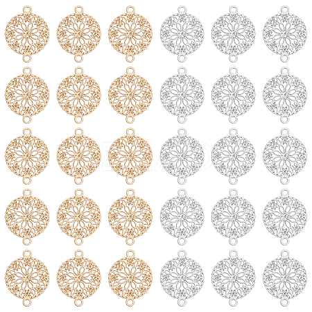 100Pcs 2 Colors Long-Lasting Plated Brass Connector Charms KK-BC0012-99-1