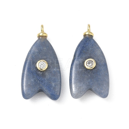 Brass & Natural Blue Aventurine(Dyed & Heated) & Cubic Zirconia Pendants GG-CBAD360-20G-05-1