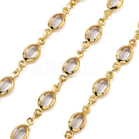 Brass Glass Oval Link Chains CHC-R001-02G-04-1