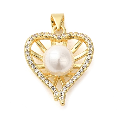 Rack Plating Brass Micro Pave Cubic Zirconia Pendants KK-P241-07G-1