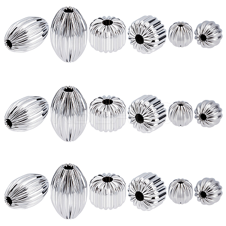 18Pcs 3 Style 304 Stainless Steel Corrugated Beads STAS-UN0031-11-1