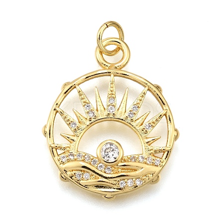 Rack Plating Brass Micro Pave Cubic Zirconia Pendants KK-K401-48B-G-1