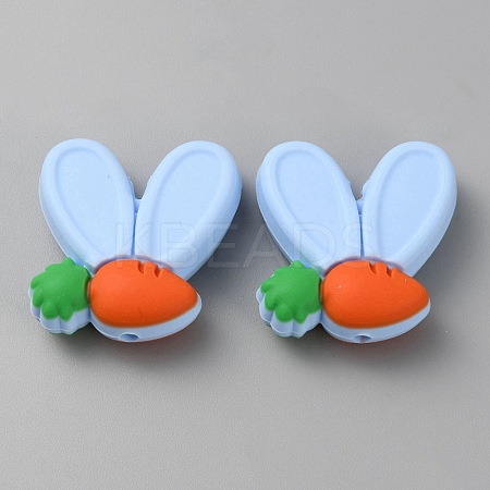 Rabbit Ears with Carrot Food Grade Eco-Friendly Silicone Focal Beads LS-SIL-SZC0003-05F-1