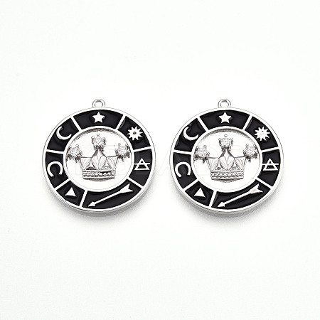 Brass Micro Pave Cubic Zirconia Enamel Pendants ZIRC-T016-18P-1