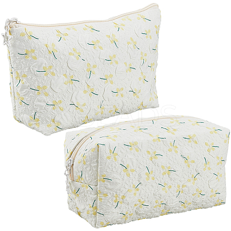 2Pcs 2 Styles Portable Travel Polyester Cosmetic Zipper Storage Clutch Bags ABAG-CY0001-01D-1