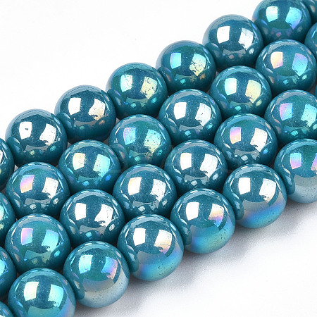 Electroplate Opaque Glass Beads Strands GLAA-T032-P4mm-AB13-1