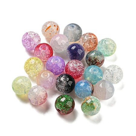 Transparent Spray Painting Crackle Glass Beads GLAA-L046-01A-1