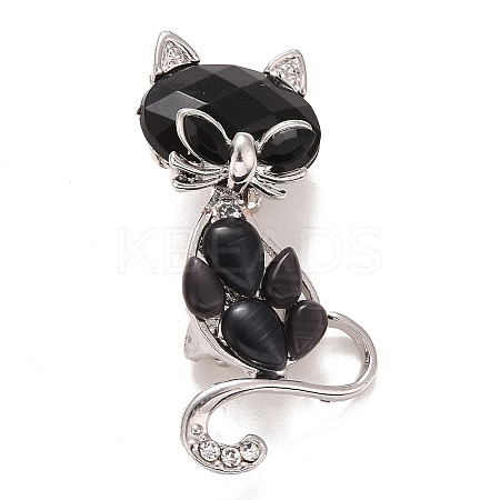 Rhinestone Cat Badge LS-JEWB-E013-08P-1