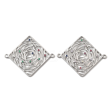 Brass Micro Pave Colorful Cubic Zirconia Hollow Connector Charms KK-K351-58A-P-1