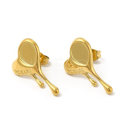 Ion Plating(IP) 304 Stainless Steel Word Dream Stud Earring Settings EJEW-I281-18G-1