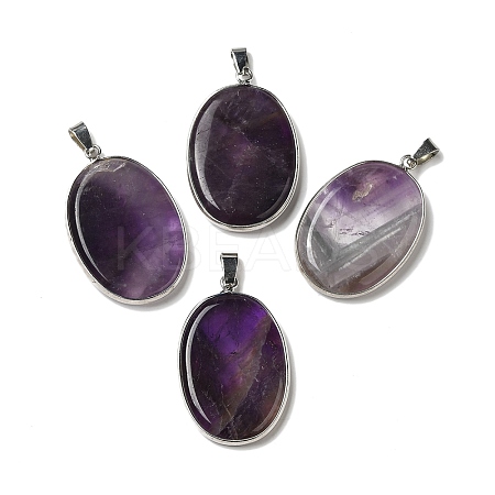 Natural Amethyst Pendants G-M415-01P-02-1