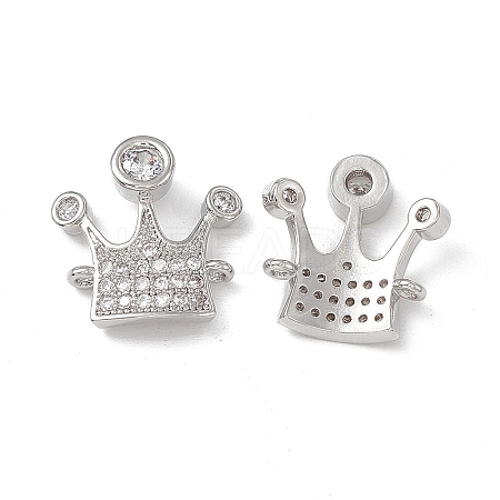 Brass Pave Clear Cubic Zirconia Connector Charms KK-E068-VB347-1