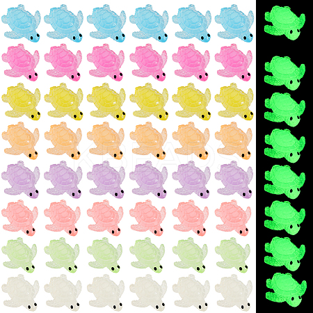 80Pcs 8 Colors Luminous Plastic Sea Turtle Figurine Decoration FIND-GF0007-46-1