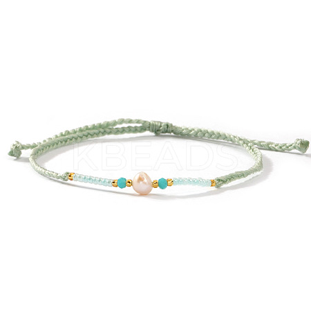 Bohemian Style Imitation Pearl & Glass Seed Bead Braided Bracelets XS0693-1-1