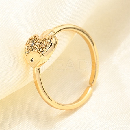 Brass Micro Pave Clear Cubic Zirconia Cuff Rings for Women RJEW-H247-33G-1
