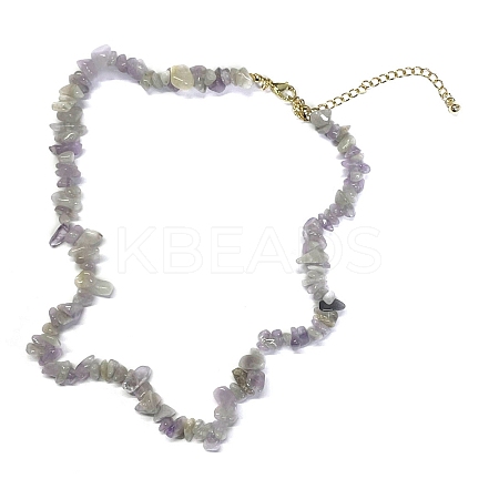 Natural Lavender Amethyst Chips Beaded Necklace NJEW-FZ00004-05-1