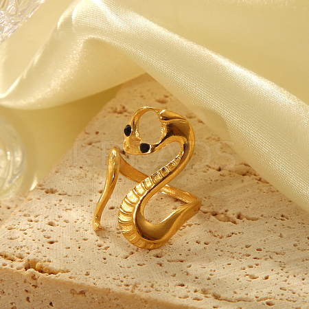 Adjustable European American Snake-Shaped 304 Stainless Steel Ring Jewelry NK1622-2-1