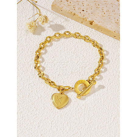 304 Stainless Steel Heart with Letter Charm Bracelets WG6E905-13-1