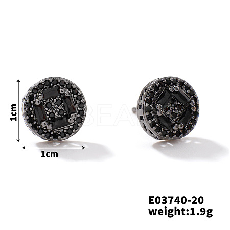 Chic Brass Cubic Zirconia Stud Earrings LS-ZD1304-12-1