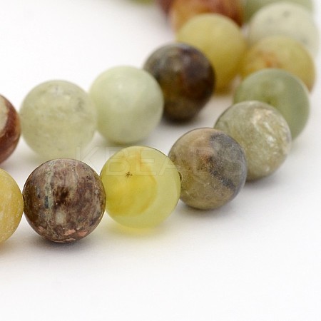 Natural Xiuyan Jade Round Bead Strands G-P070-71-8mm-1
