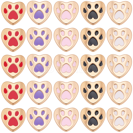50Pcs 5 Colors Alloy Enamel Beads FIND-SC0022-64-1