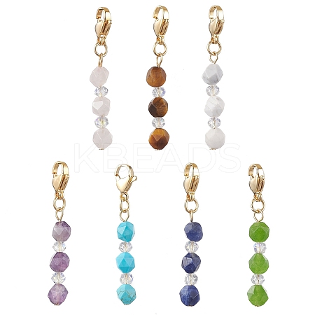 7Pcs 7 Styles Natural Gemstone Pendant Decorations HJEW-JM02039-1