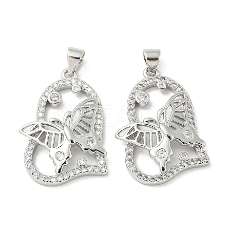 Rack Plating Brass Micro Pave Cubic Zirconia Pendants KK-F869-23P-1