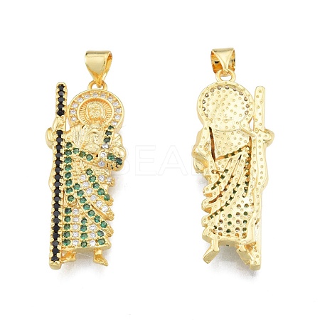 Brass Micro Pave Cubic Zirconia Pendants KK-G431-05G-1