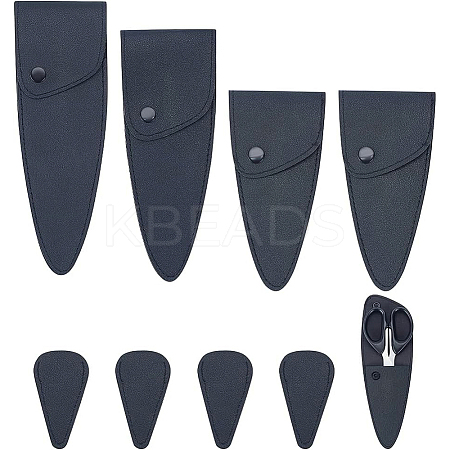 BENECREAT 8Pcs 4 Style PU Leather Scissor Tip Protective Covers FIND-BC0003-60-1