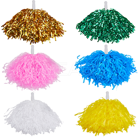 12Pcs 6 Styles Plastic Cheerleading Pom Poms Cheerleading Hand Flowers AJEW-CN0002-99-1