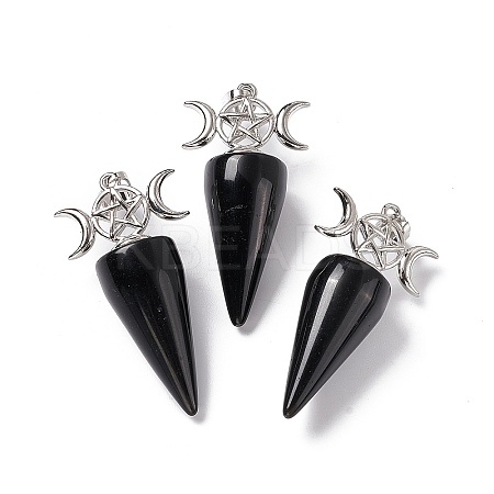 Natural Obsidian Pendants G-P484-02P-04-1