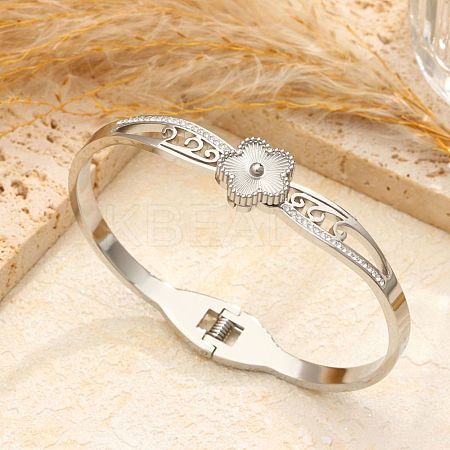 304 Stainless Steel Hinged Bangles for Women WGB8751-02-1