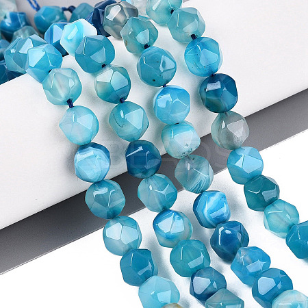 Dyed Natural Banded Agate Beads Strands G-G203-08B-1