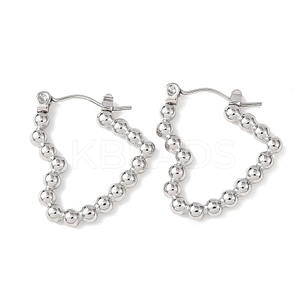 Non-Tarnish Heart 304 Stainless Steel Hoop Earrings for Women LS-STAS-A057-19P-1