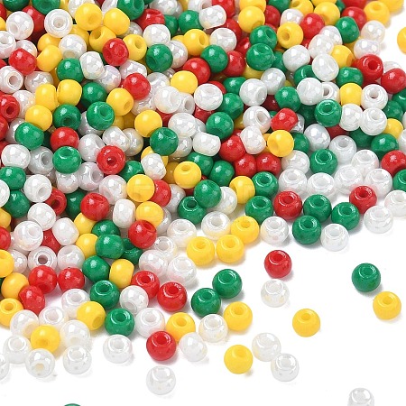 4 Colors Christmas 6/0 Glass Round Seed Beads SEED-X0058-06-1