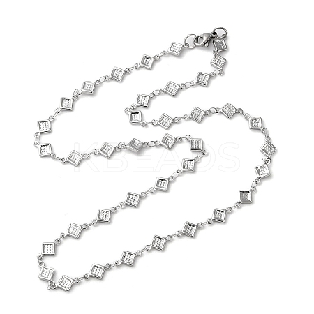 Non-Tarnish 304 Stainless Steel Rhombus Link Chain Necklaces NJEW-H019-03P-1