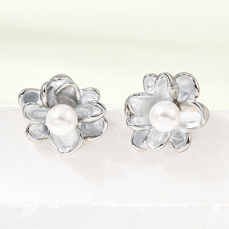 Brass Enamel Stud Earrings KK-CBAB173-02B-P-1