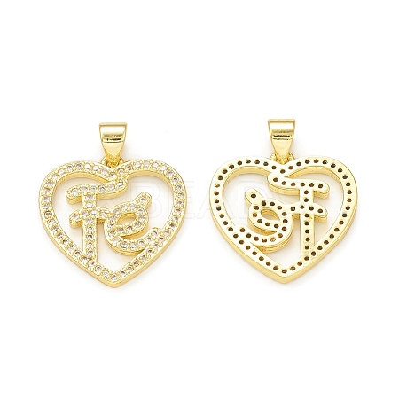 Rack Plating Brass Micro Pave Cubic Zirconia Pendants KK-C011-60G-1