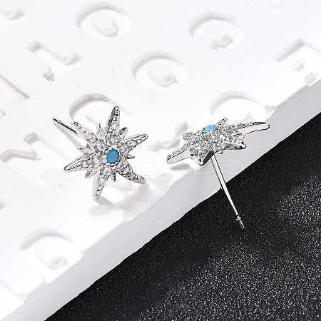 Star Brass Micro Pave Cubic Zirconia Ear Studs EJEW-D304-36P-1