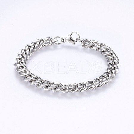 Tarnish Resistant 201 Stainless Steel Curb Chain Bracelets BJEW-E343-01A-1
